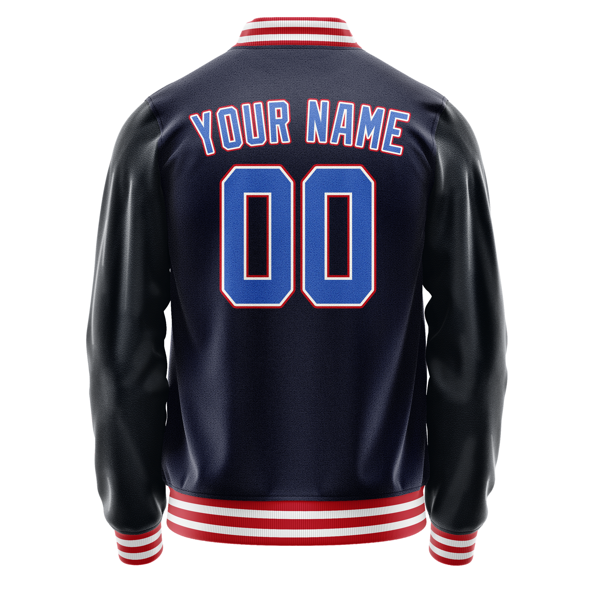 Custom Navy Red Solid Color Varsity Letterman Jacket JA02240617KZ280
