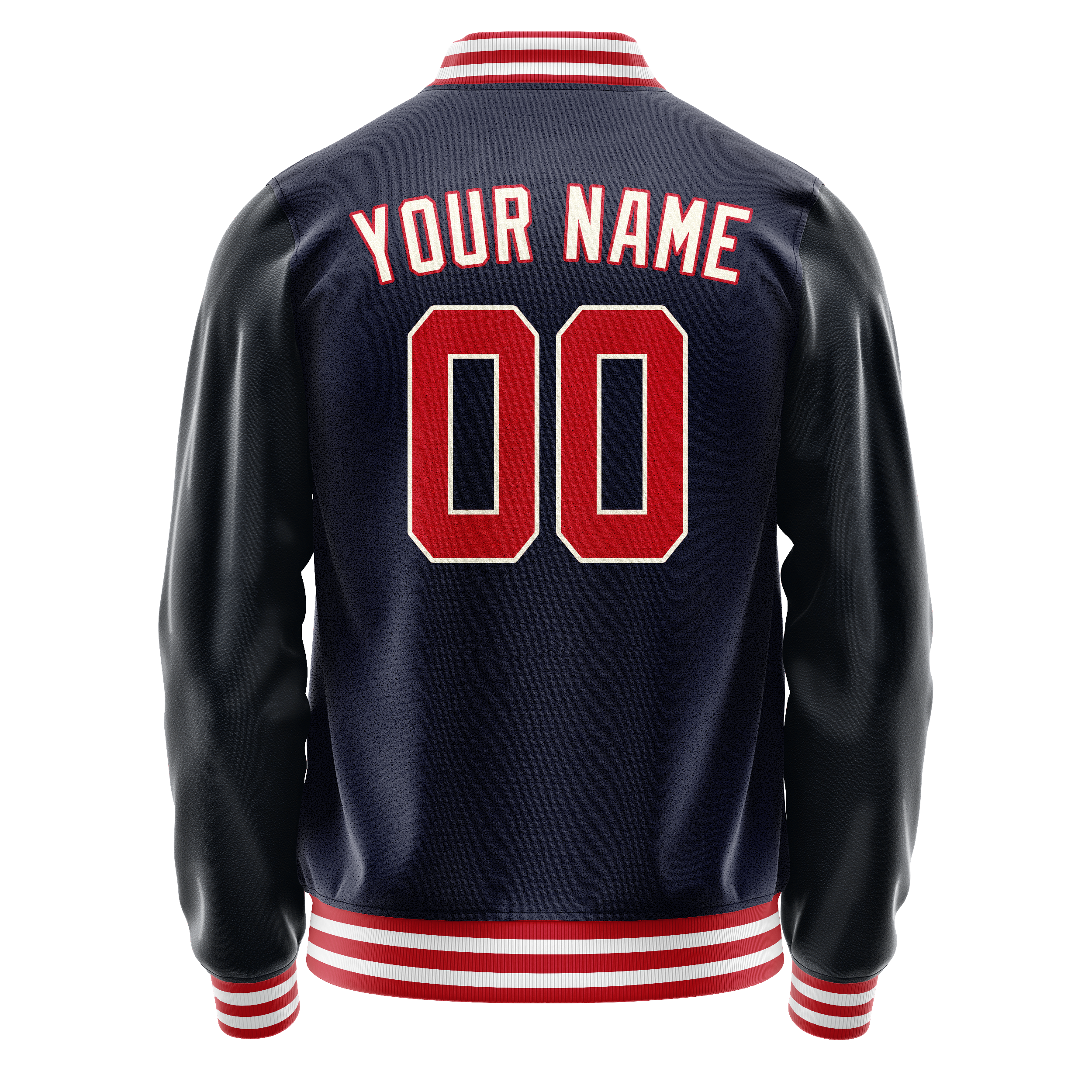Custom Navy Red Solid Color Varsity Letterman Jacket JA02240617KZ282