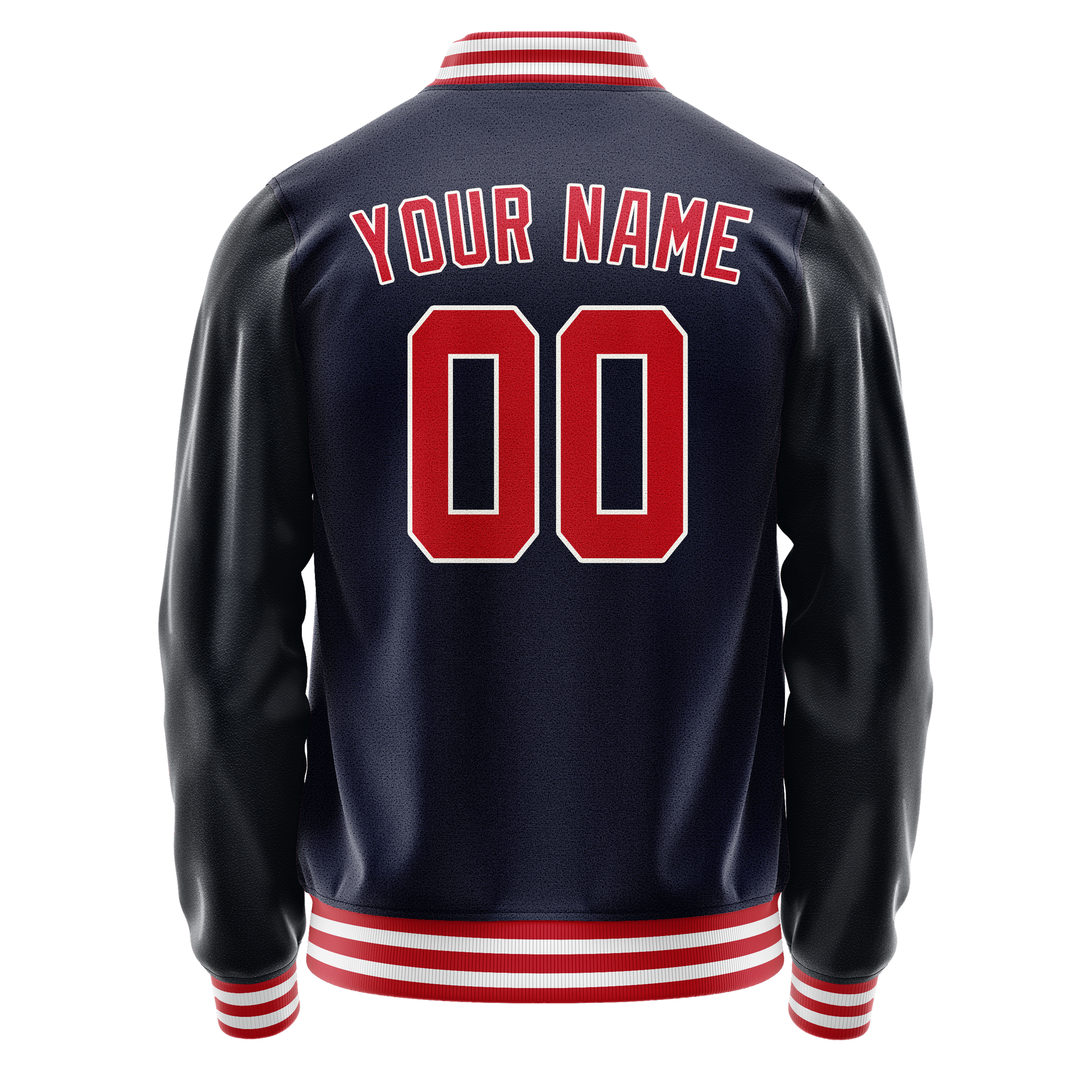 Custom Navy Red Solid Color Varsity Letterman Jacket JA02240617KZ295