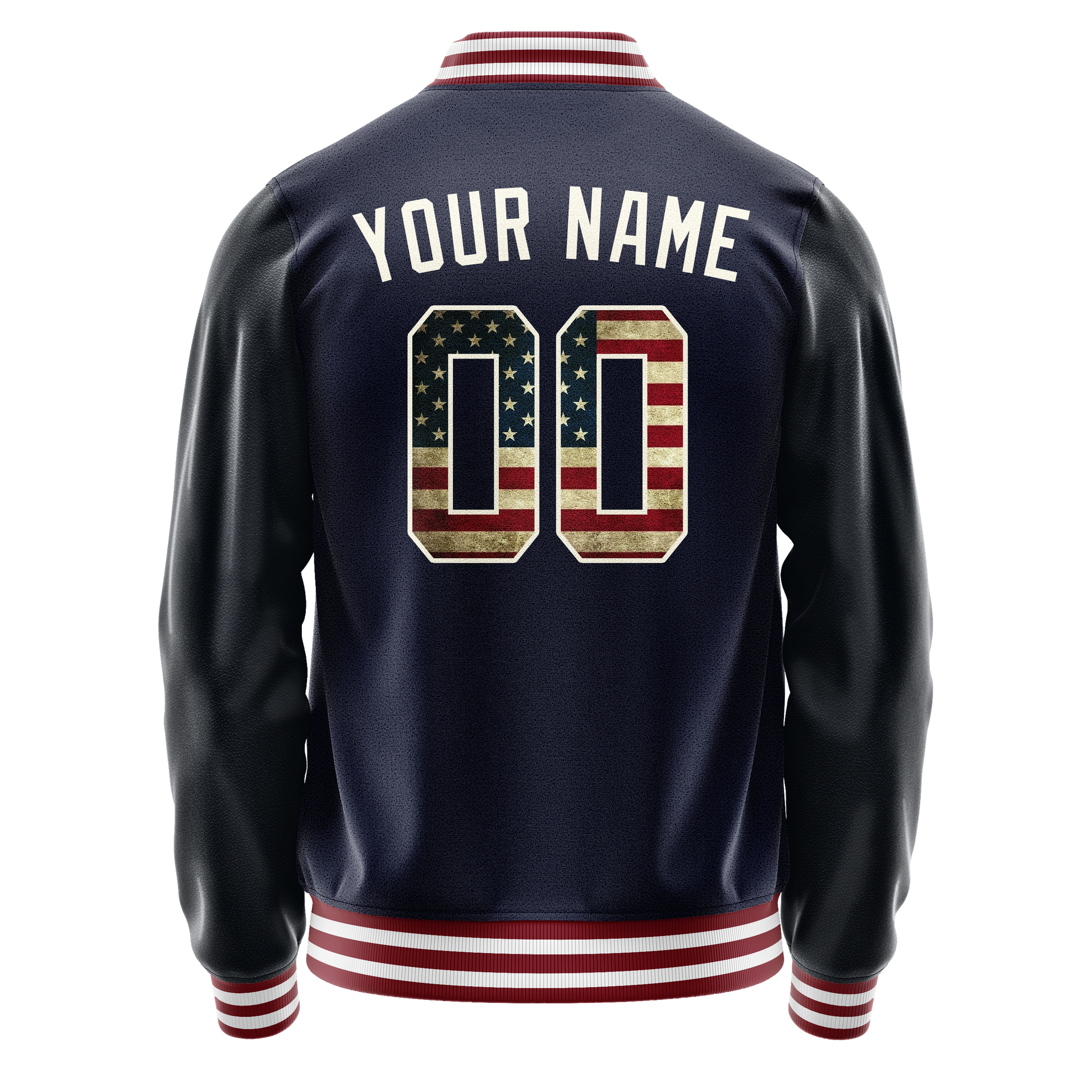 Custom Navy Cream Vintage Usa Flag Varsity Letterman Jacket JA02240617KZ278