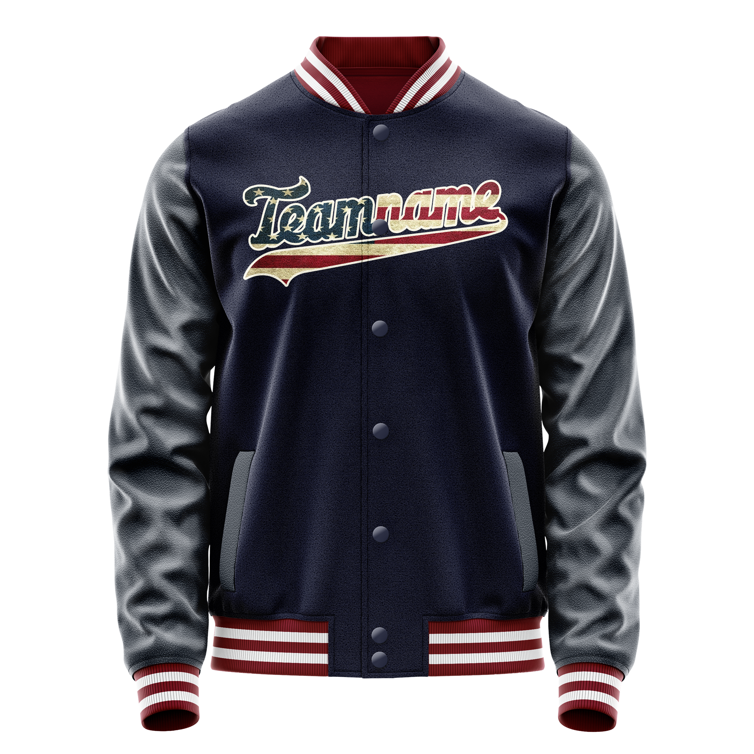 Custom Navy Cream Vintage Usa Flag Varsity Letterman Jacket JA02240617KZ278
