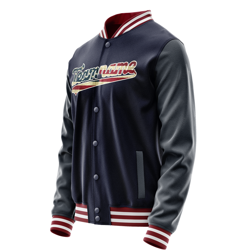 Custom Navy Cream Vintage Usa Flag Varsity Letterman Jacket JA02240617KZ278