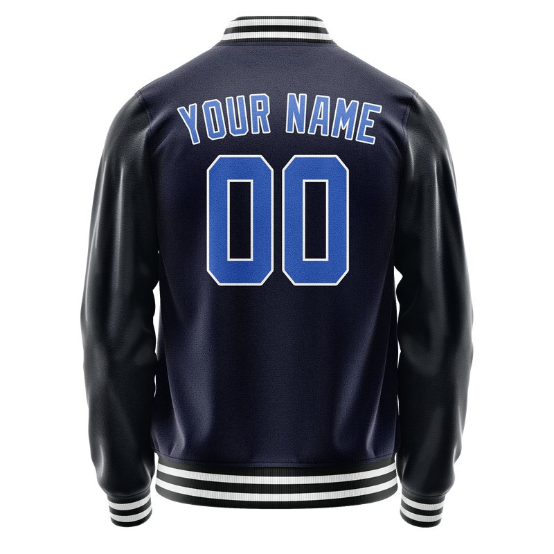 Custom Navy Royal Solid Color Varsity Letterman Jacket JA02240617KZ290