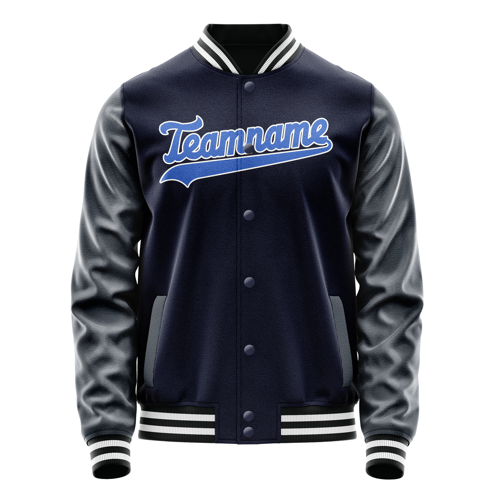 Custom Navy Royal Solid Color Varsity Letterman Jacket JA02240617KZ290