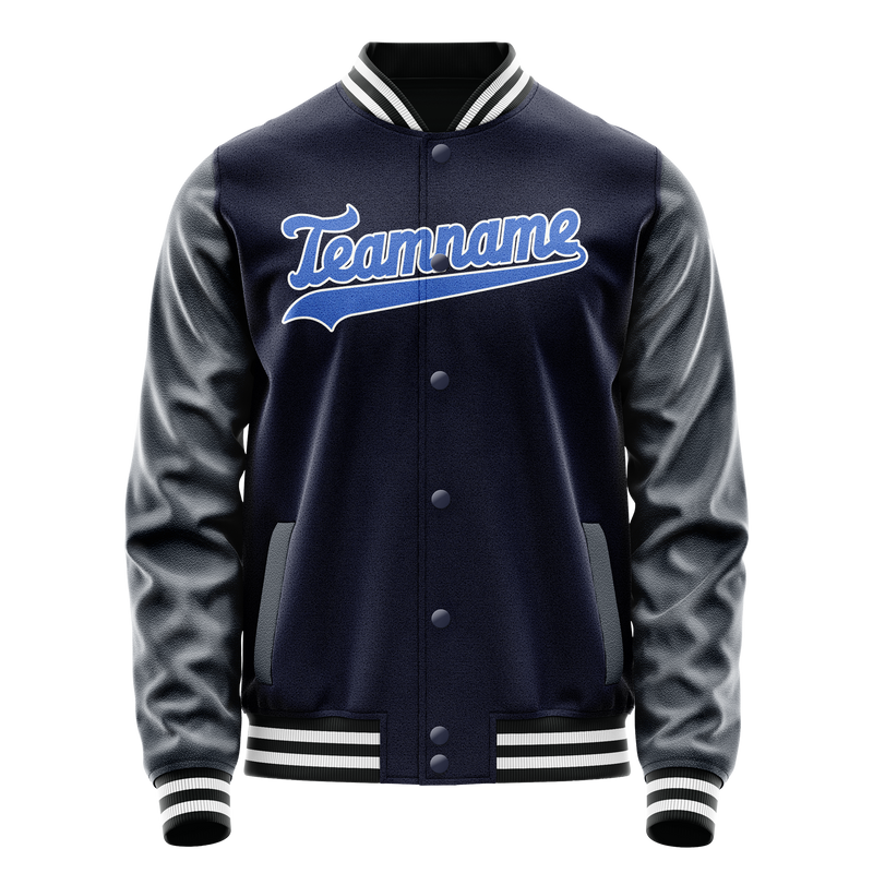 Custom Navy Royal Solid Color Varsity Letterman Jacket JA02240617KZ290