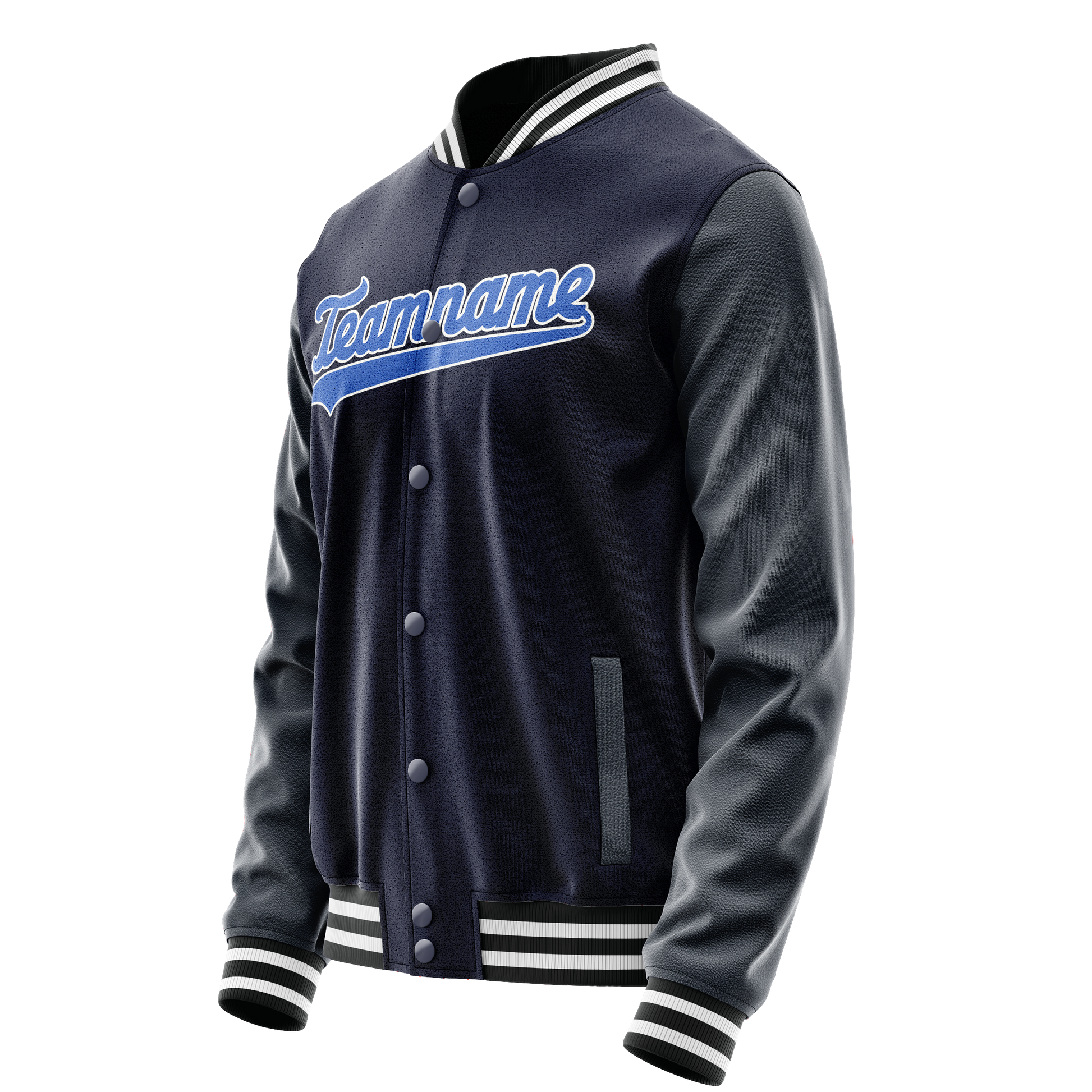 Custom Navy Royal Solid Color Varsity Letterman Jacket JA02240617KZ290