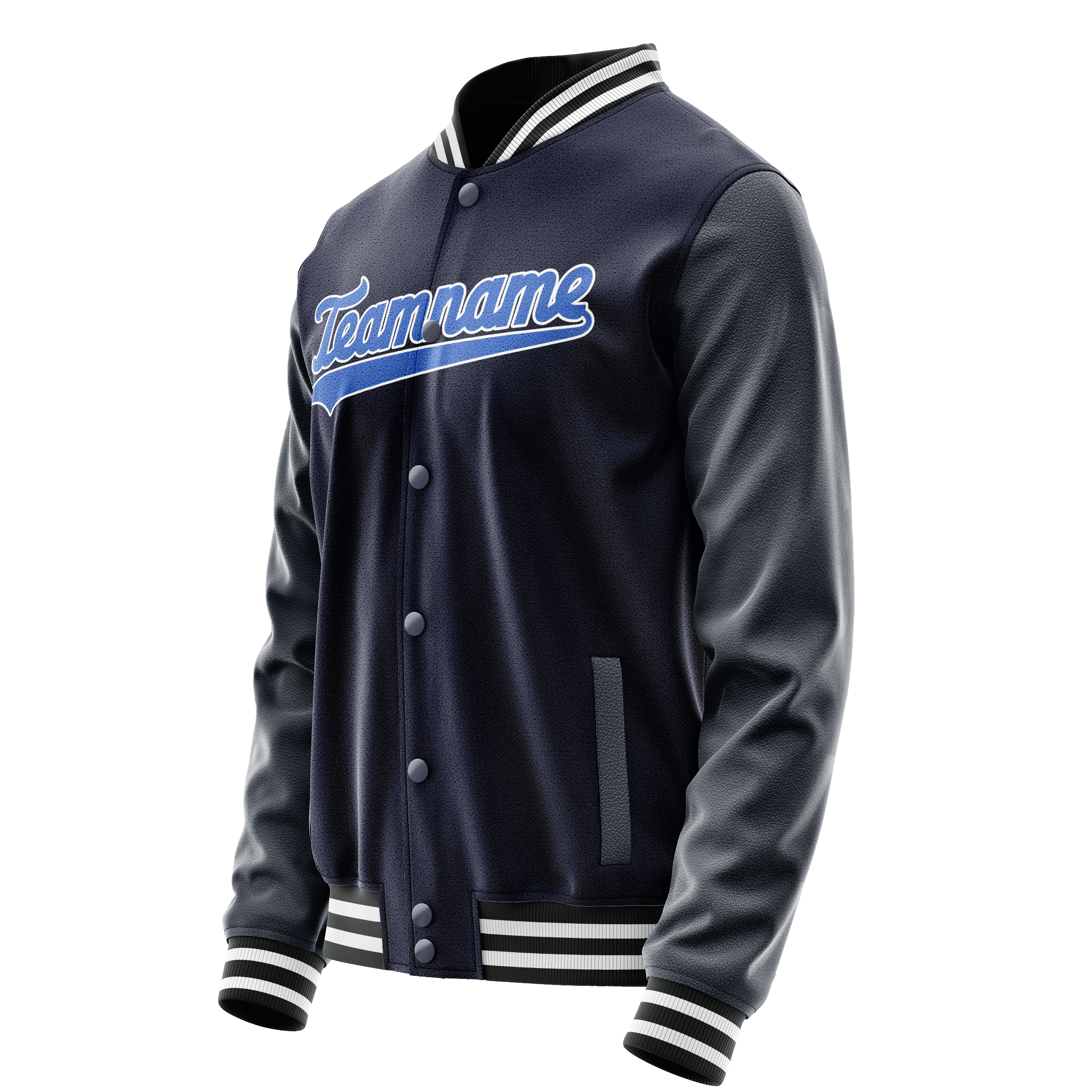 Custom Navy Royal Solid Color Varsity Letterman Jacket JA02240617KZ290