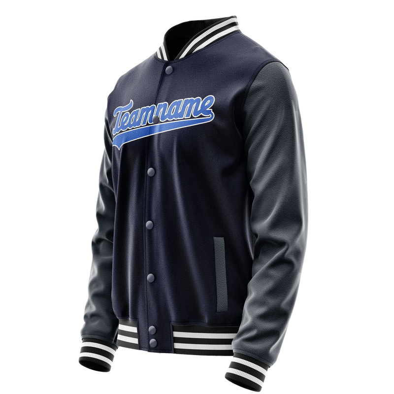 Custom Navy Royal Solid Color Varsity Letterman Jacket JA02240617KZ290