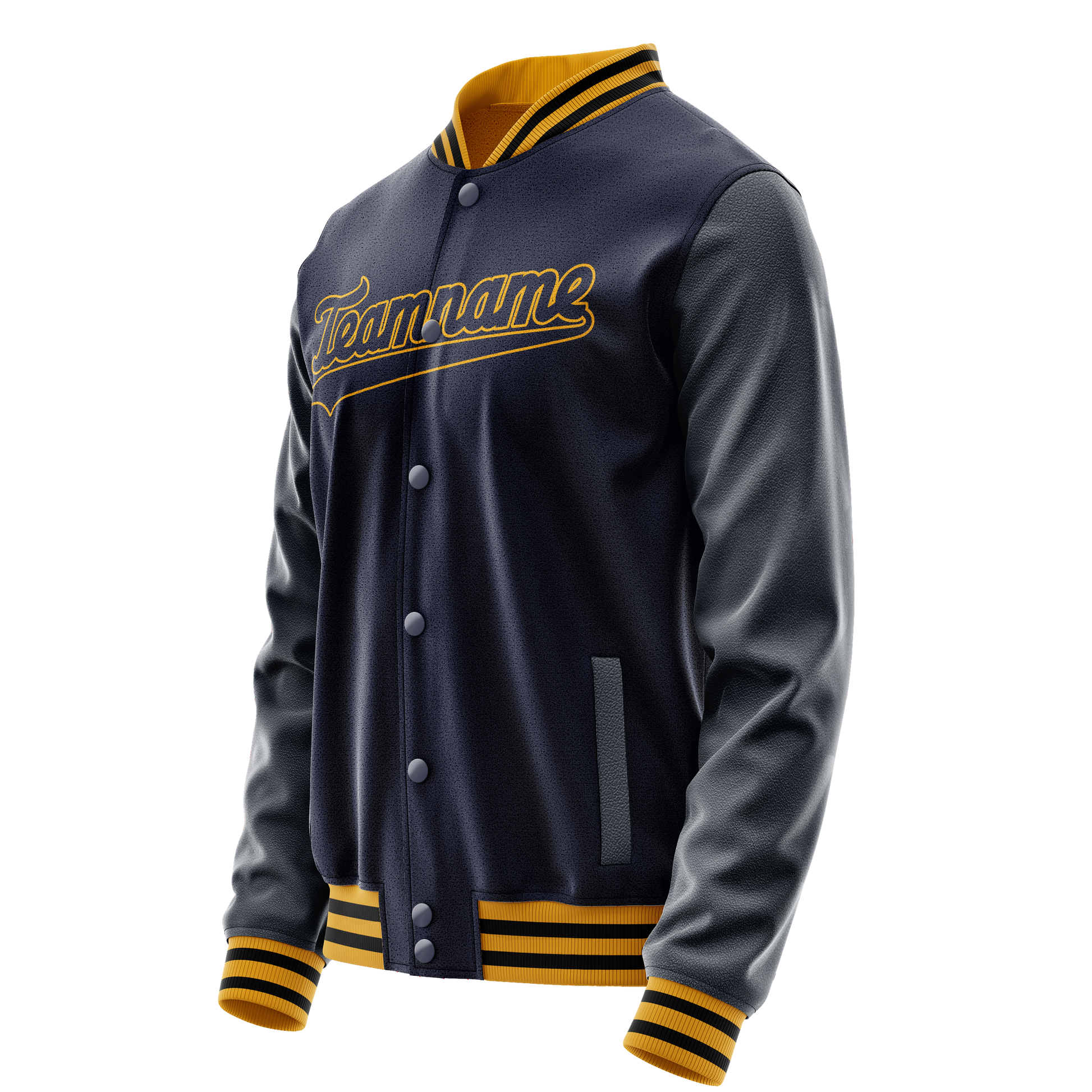 Custom Navy Old-Gold Solid Color Varsity Letterman Jacket JA02240617KZ292