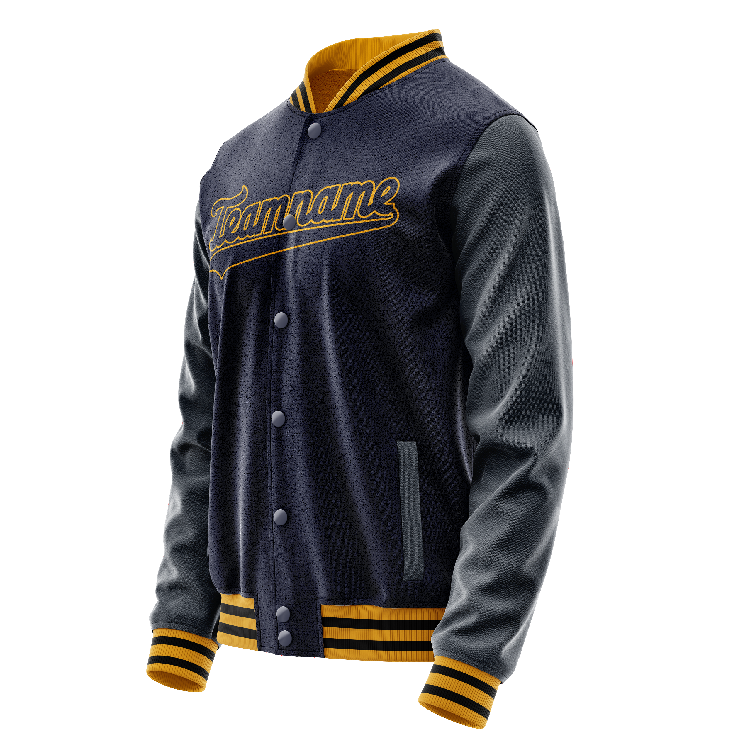 Custom Navy Old-Gold Solid Color Varsity Letterman Jacket JA02240617KZ292