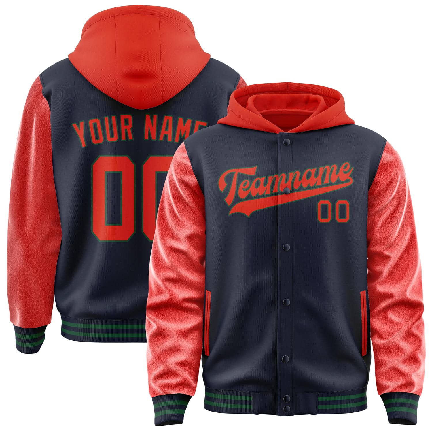 Custom Navy Orange Red Jacket