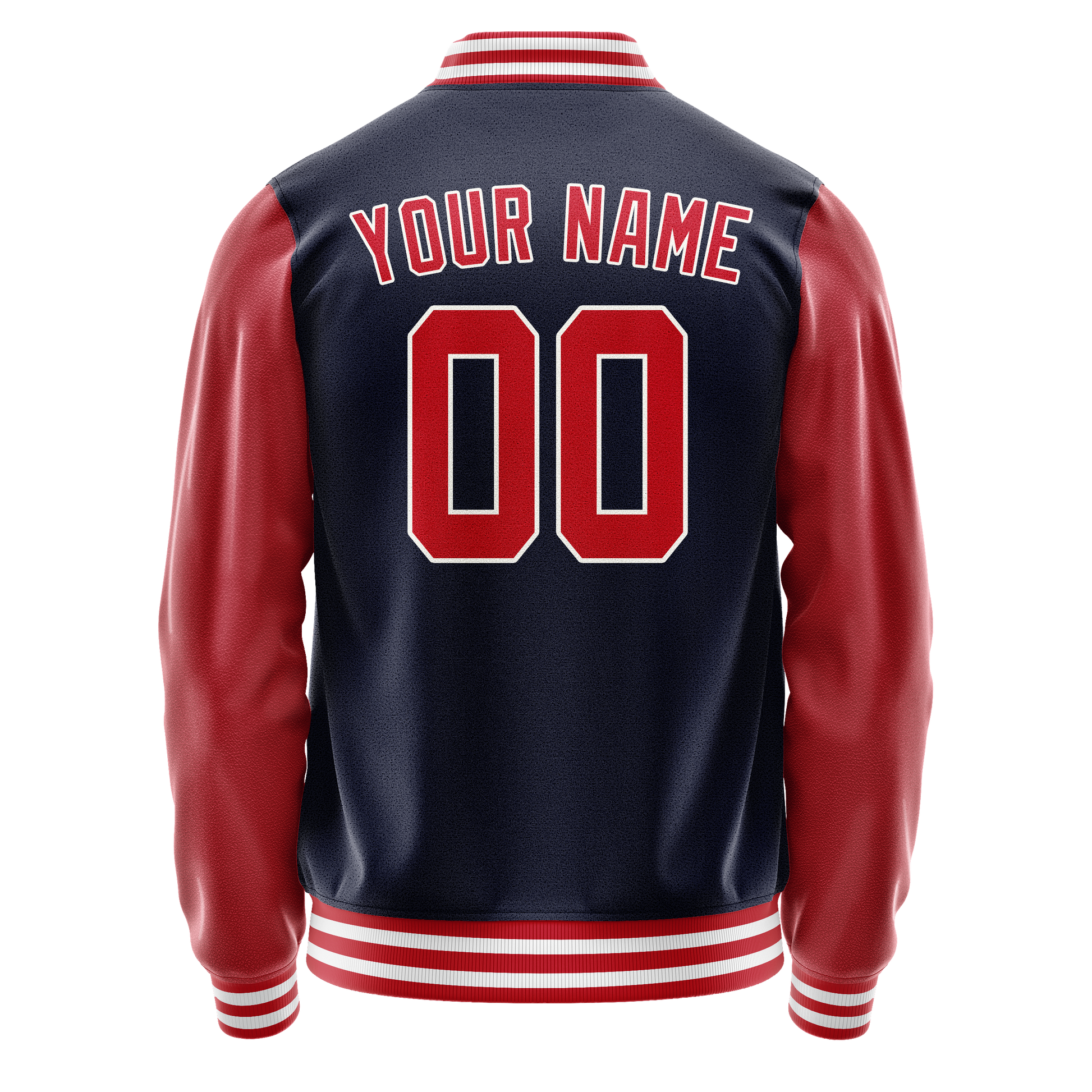 Custom Navy Red Solid Color Varsity Letterman Jacket JA02240617KZ277