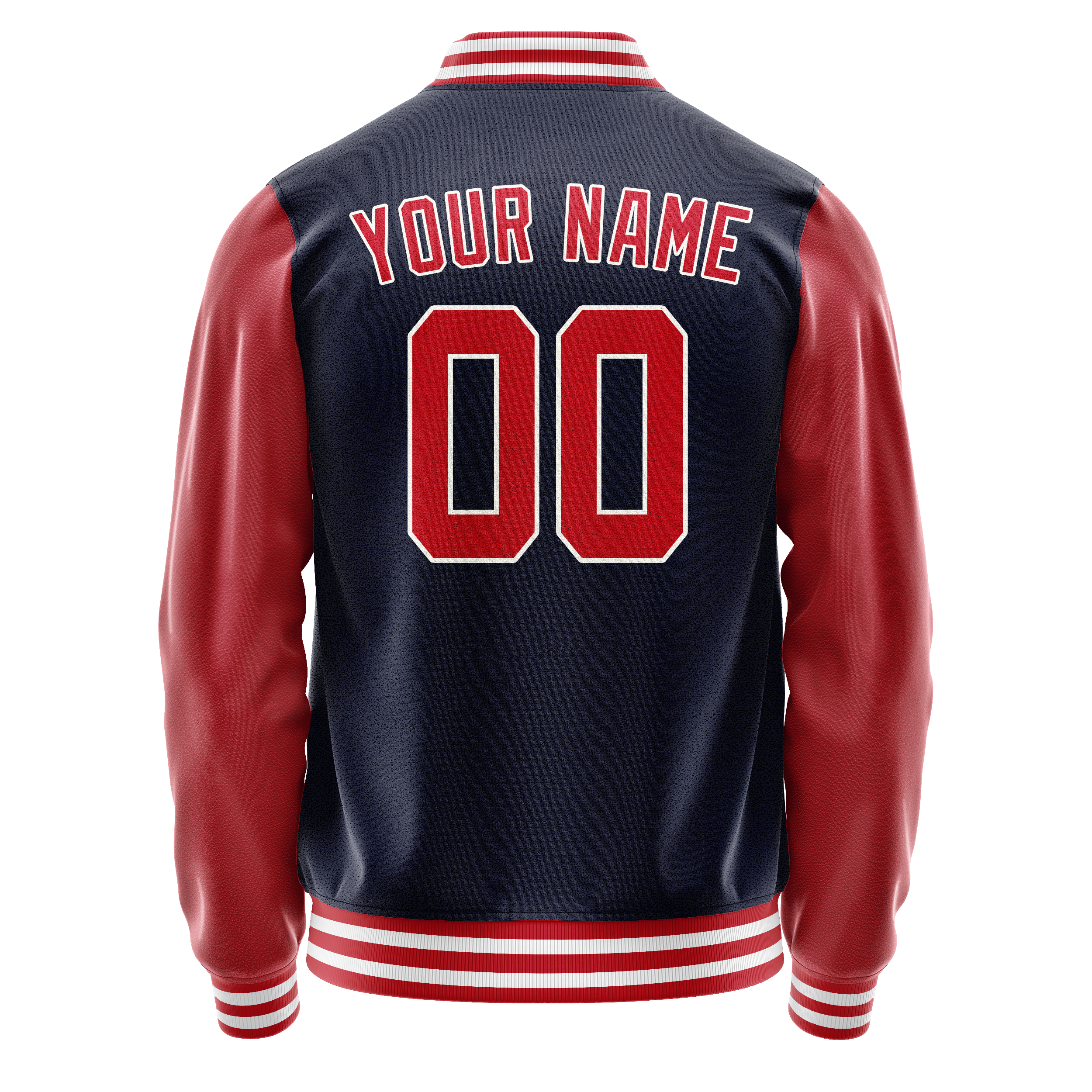 Custom Navy Red Solid Color Varsity Letterman Jacket JA02240617KZ277