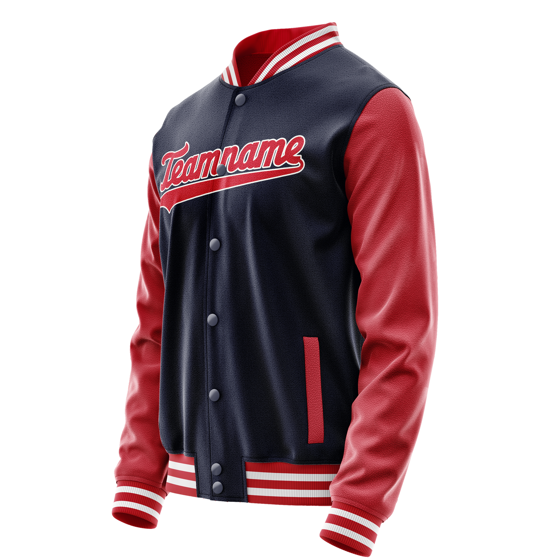 Custom Navy Red Solid Color Varsity Letterman Jacket JA02240617KZ277