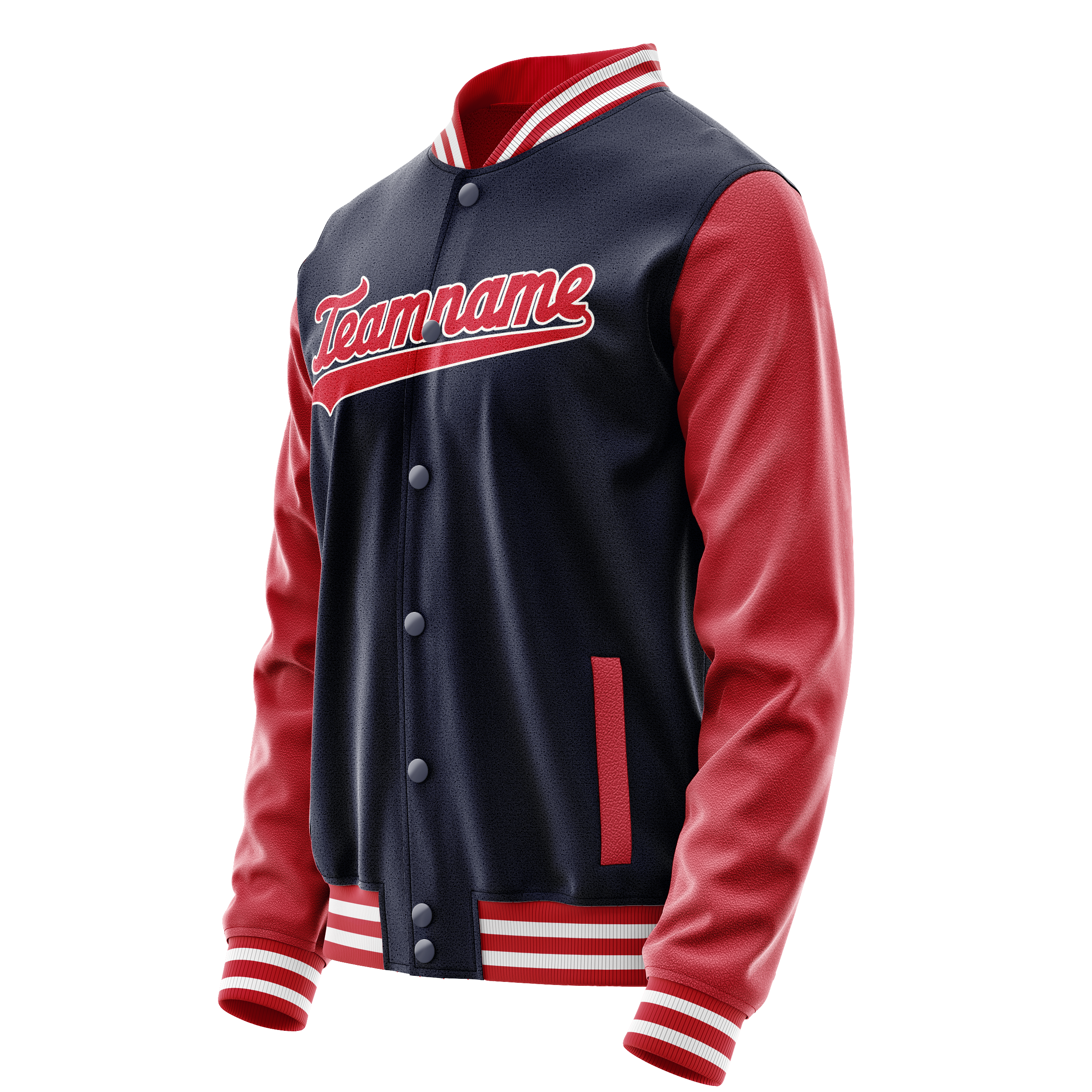 Custom Navy Red Solid Color Varsity Letterman Jacket JA02240617KZ277