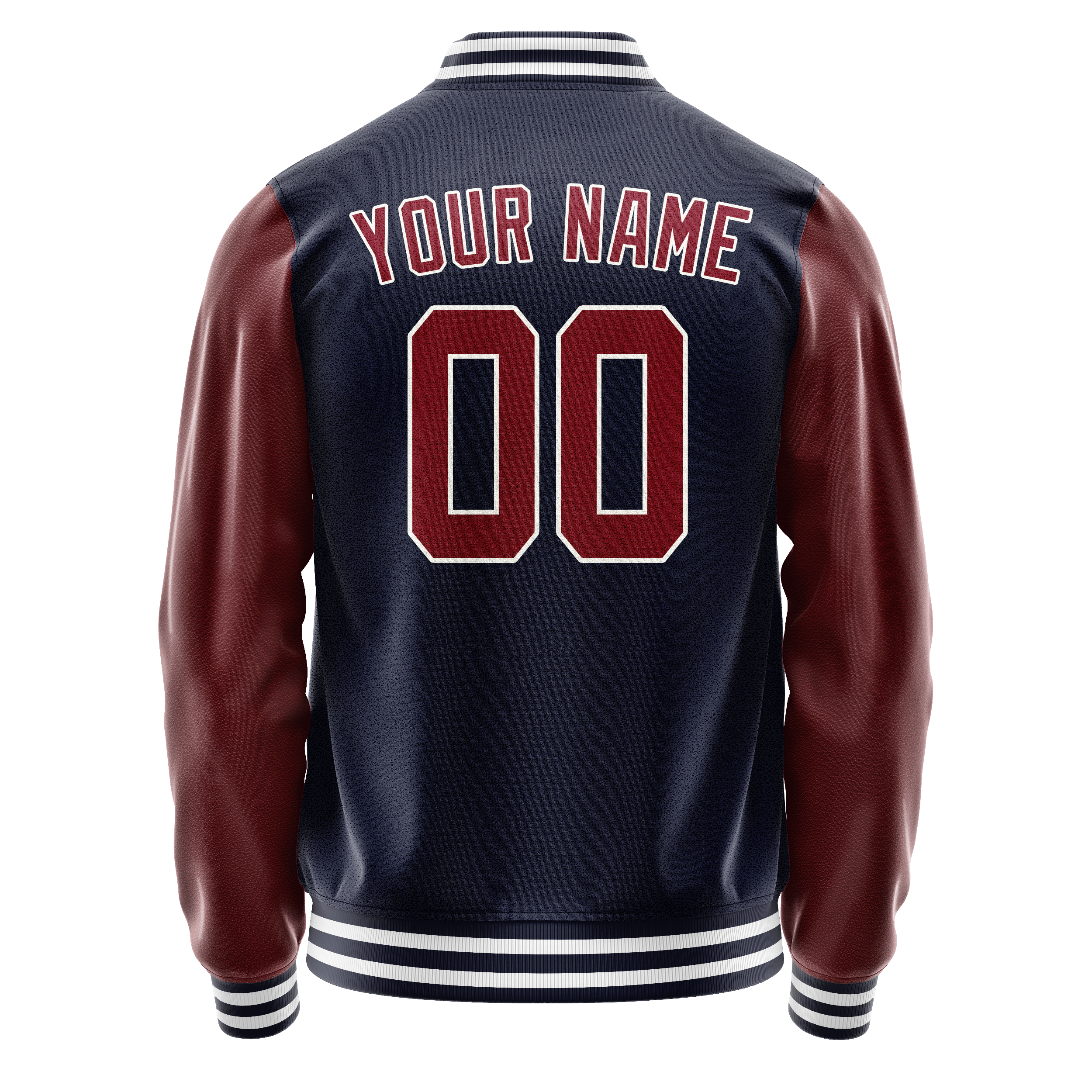 Custom Navy Crimson Solid Color Varsity Letterman Jacket JA02240617KZ297
