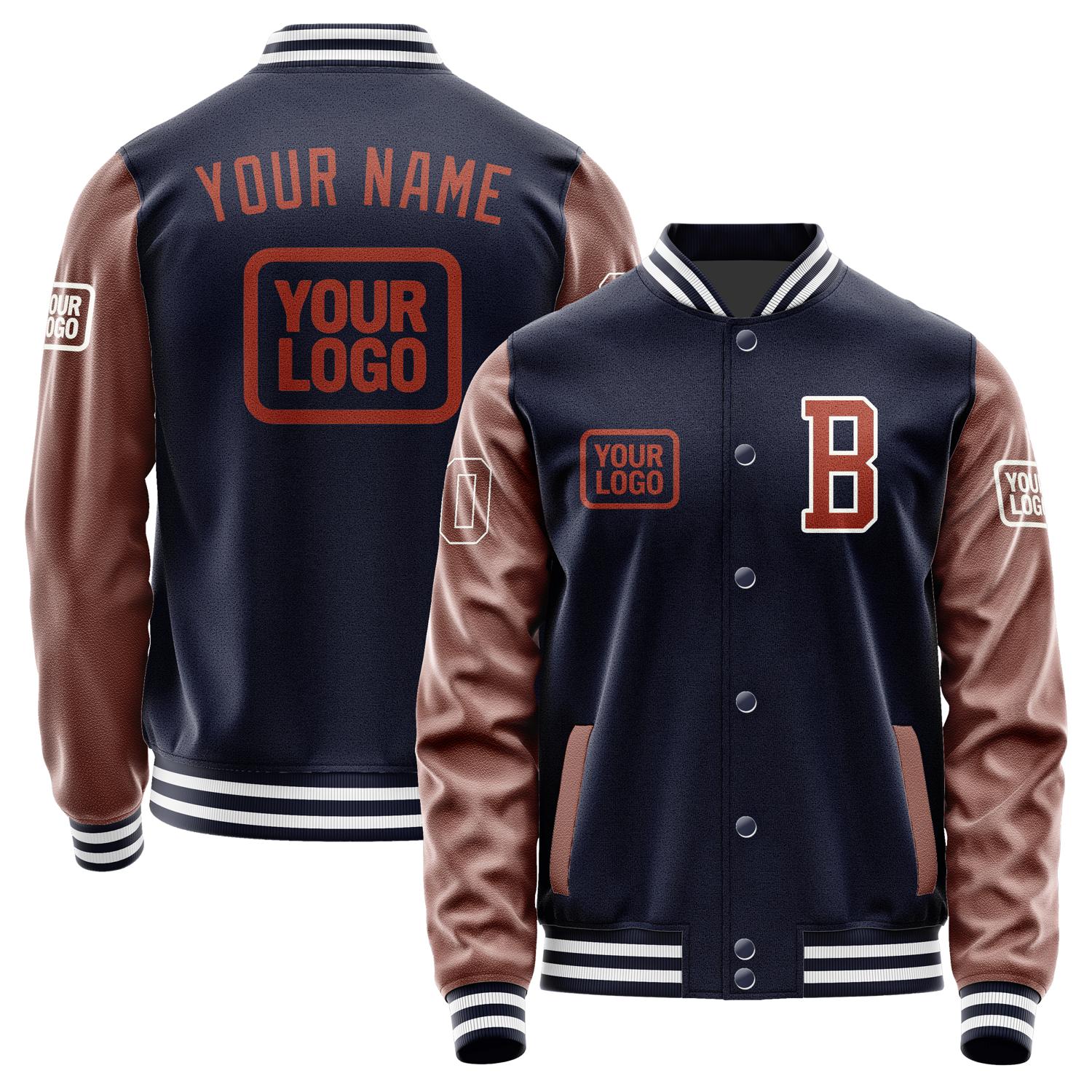 Custom Navy Coral Red Jacket JA111116111818161618