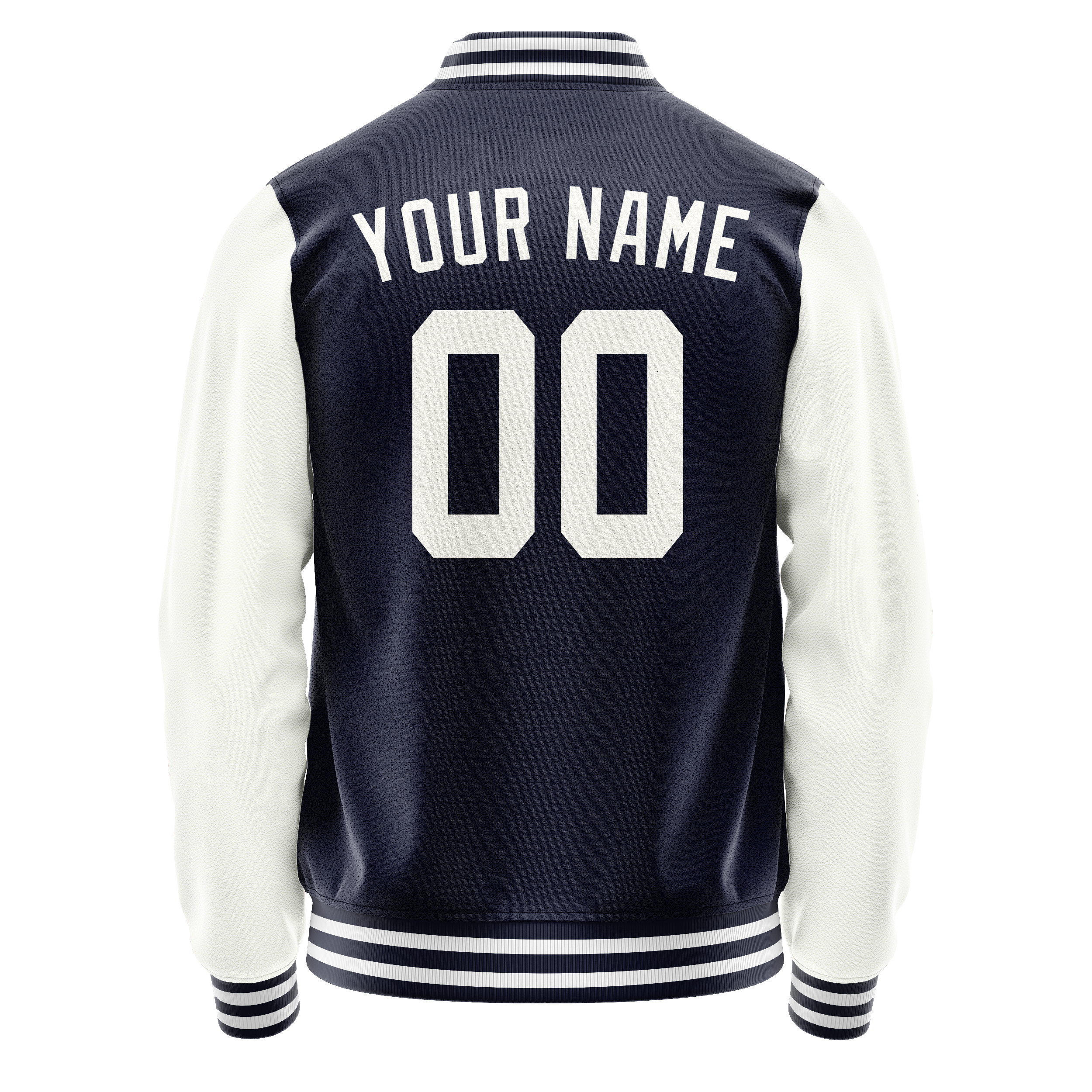Custom Navy White Solid Color Varsity Letterman Jacket JA02240617KZ266