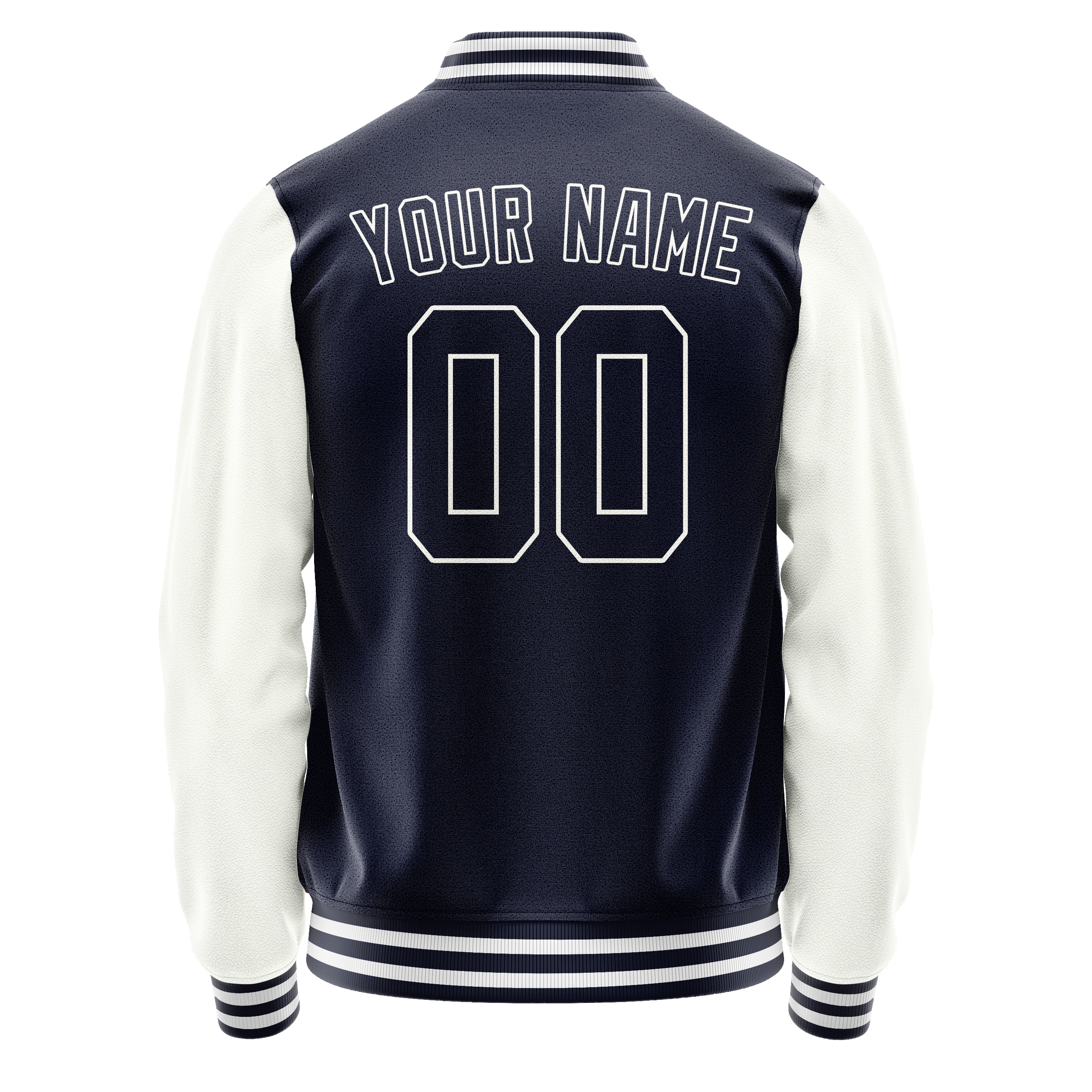 Custom Navy White Solid Color Varsity Letterman Jacket JA02240617KZ284