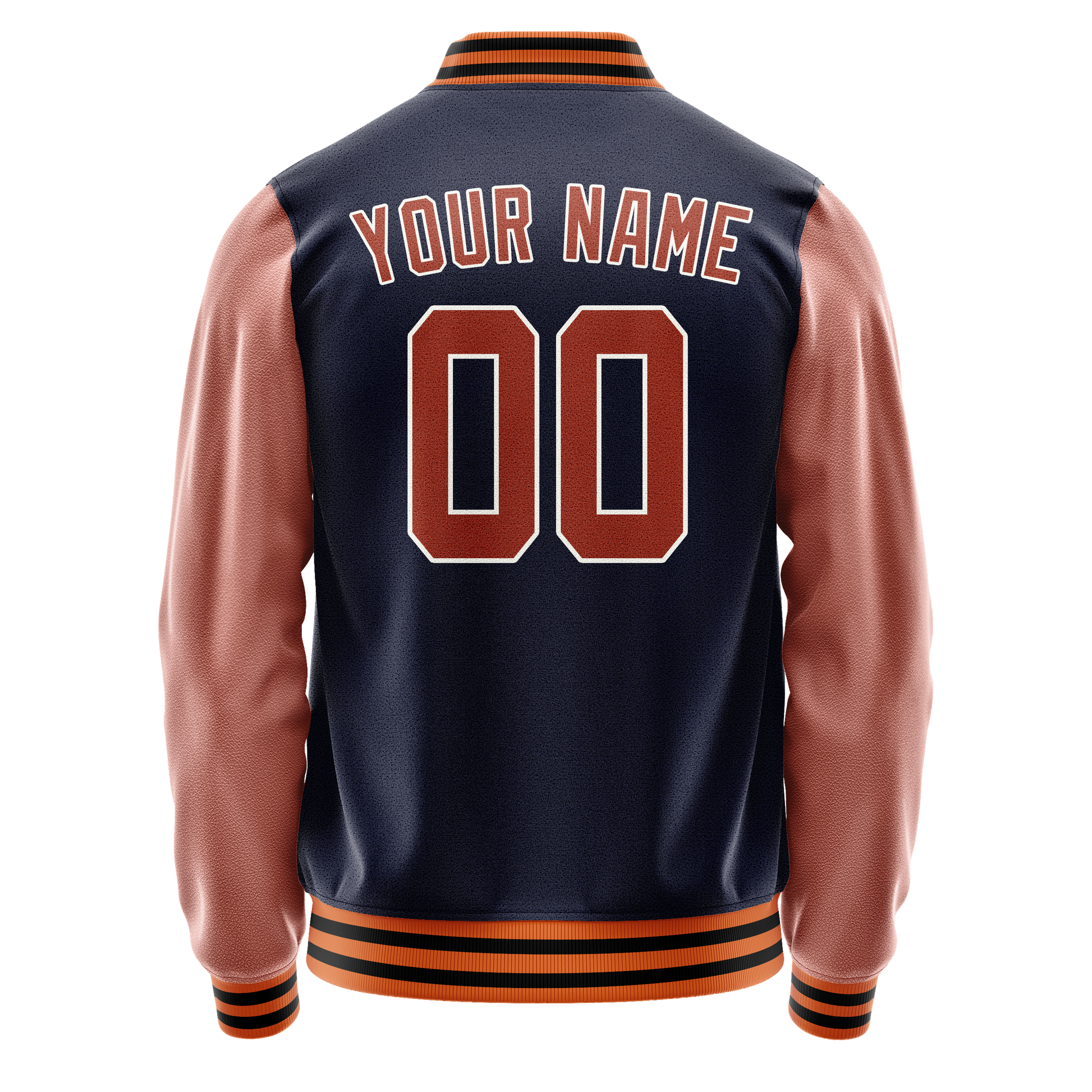 Custom Navy Brown Solid Color Varsity Letterman Jacket JA02240617KZ275