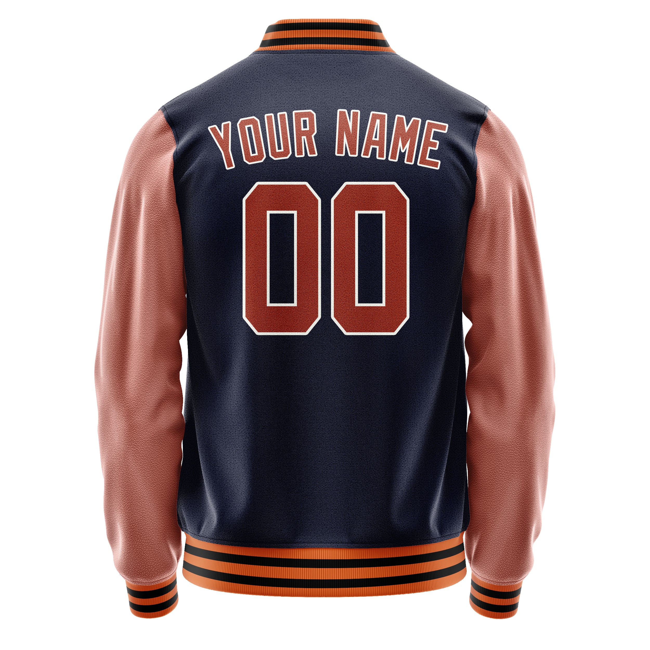 Custom Navy Brown Solid Color Varsity Letterman Jacket JA02240617KZ275