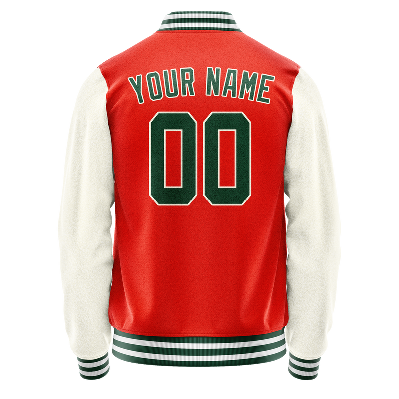 Custom Orange Cream Solid Color Varsity Letterman Jacket JA02240617XE333