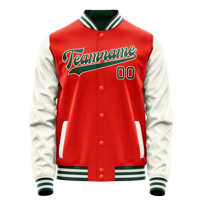 Custom Orange Cream Solid Color Varsity Letterman Jacket JA02240617XE333