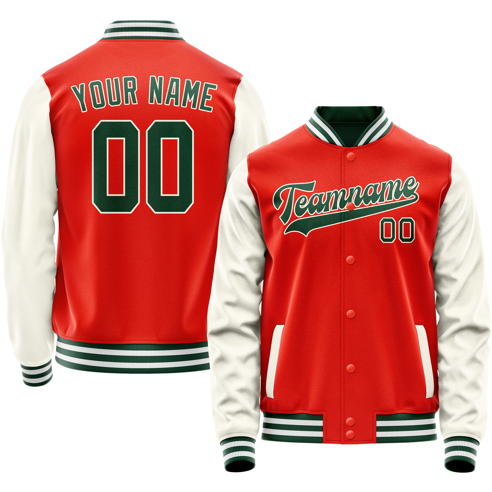 Custom Orange Cream Solid Color Varsity Letterman Jacket JA02240617XE333