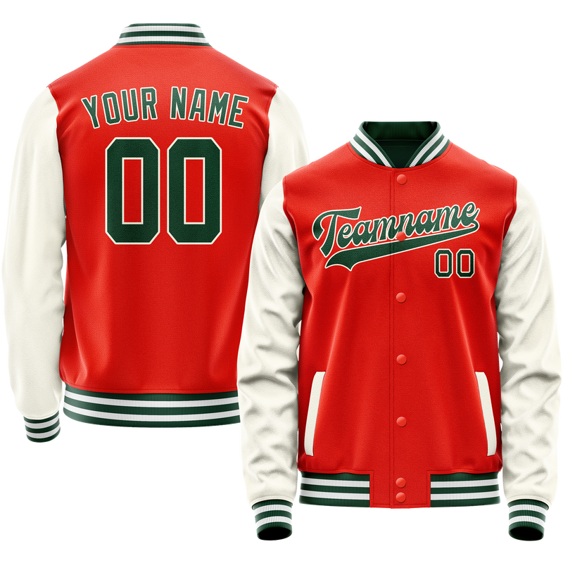 Custom Orange Cream Solid Color Varsity Letterman Jacket JA02240617XE333