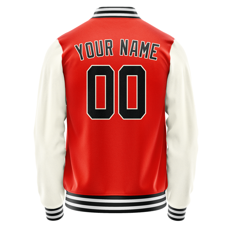 Custom Orange Cream Solid Color Varsity Letterman Jacket JA02240617XE348