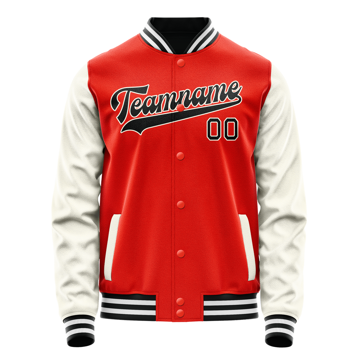 Custom Orange Cream Solid Color Varsity Letterman Jacket JA02240617XE348