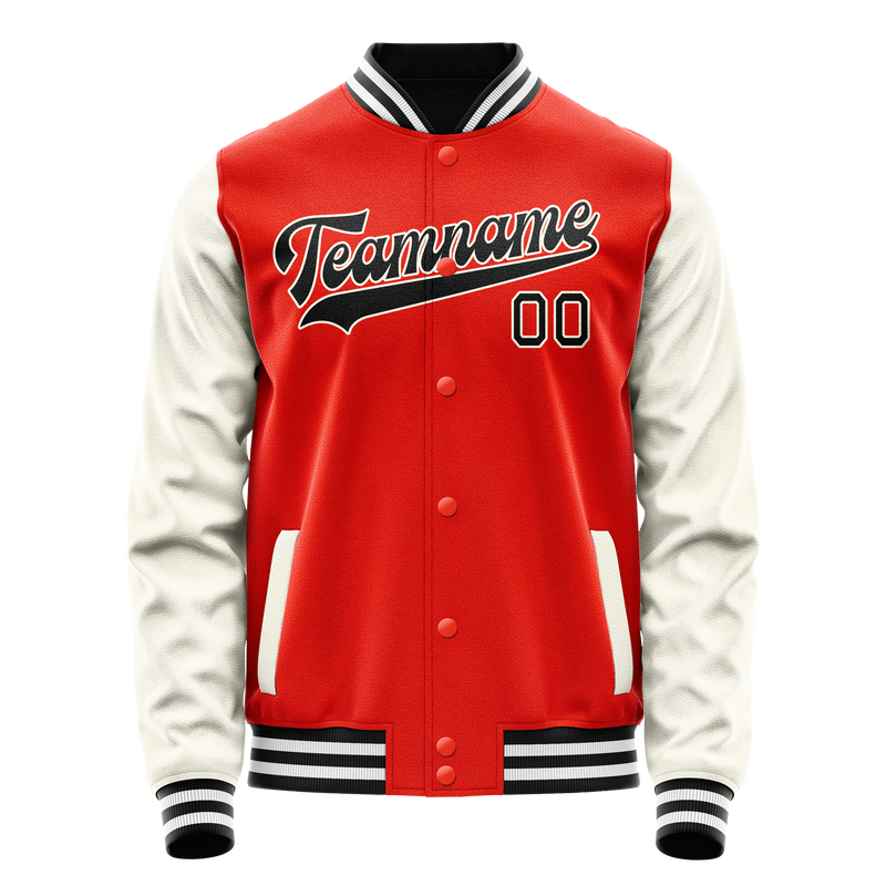 Custom Orange Cream Solid Color Varsity Letterman Jacket JA02240617XE348