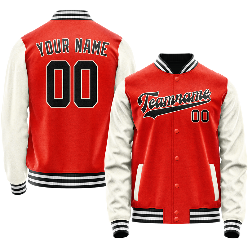 Custom Orange Cream Solid Color Varsity Letterman Jacket JA02240617XE348