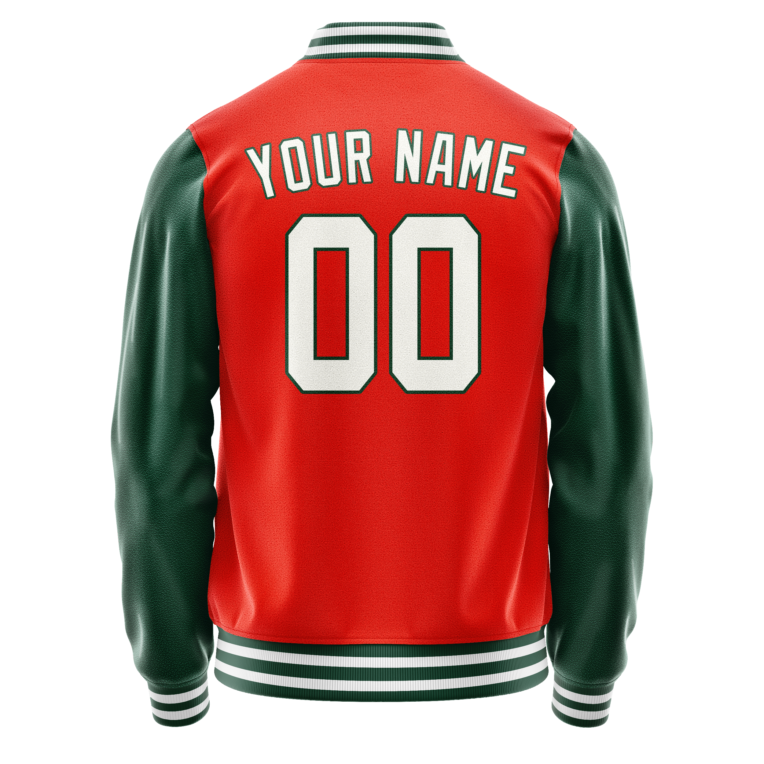 Custom Orange Kelly-Green Solid Color Varsity Letterman Jacket JA02240617XE352
