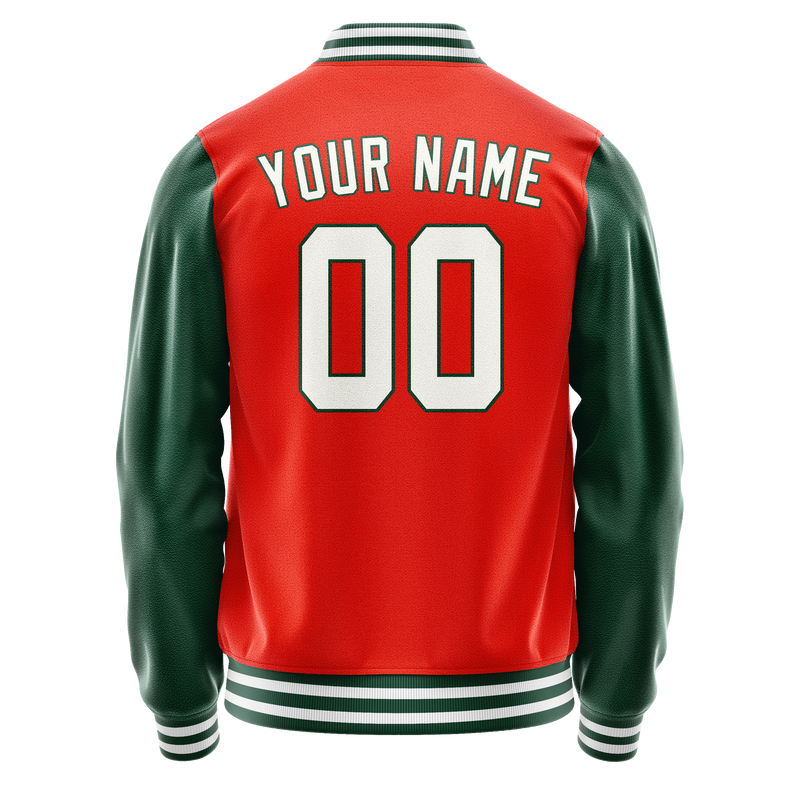 Custom Orange Kelly-Green Solid Color Varsity Letterman Jacket JA02240617XE352