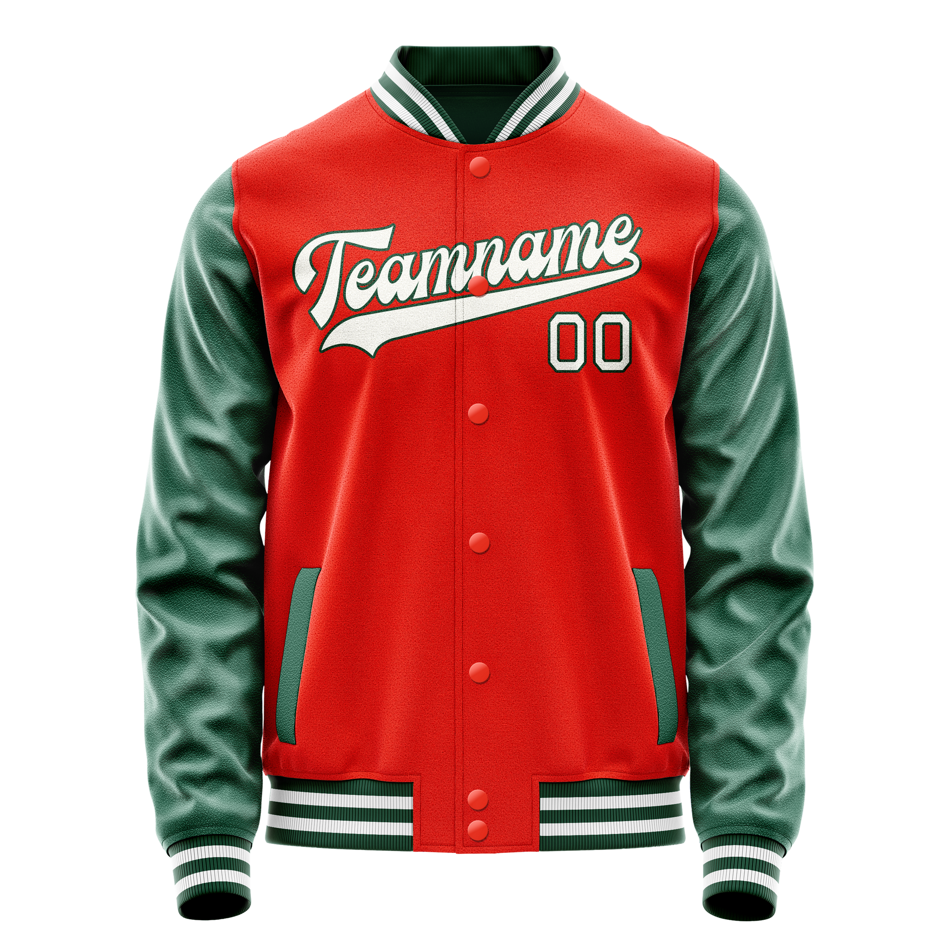 Custom Orange Kelly-Green Solid Color Varsity Letterman Jacket JA02240617XE352
