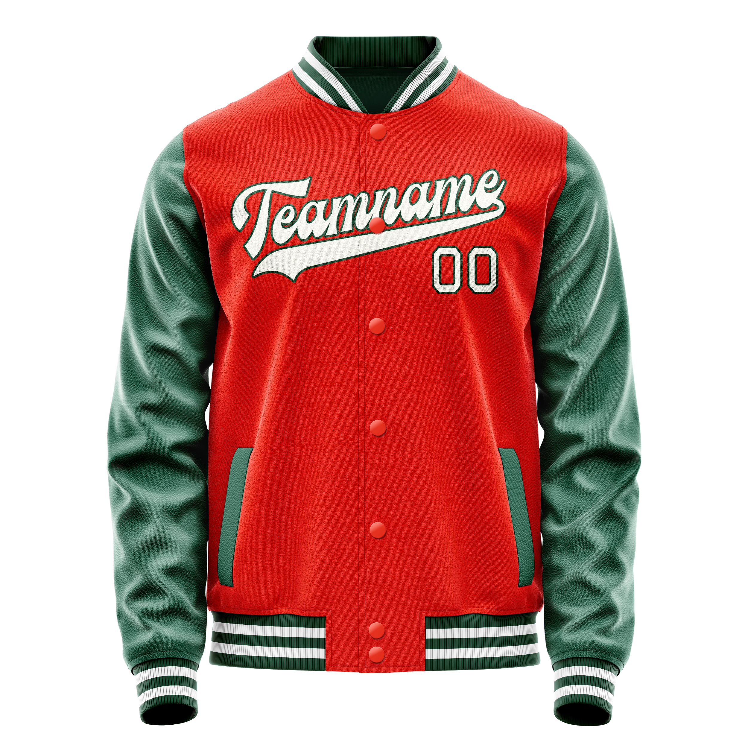 Custom Orange Kelly-Green Solid Color Varsity Letterman Jacket JA02240617XE352