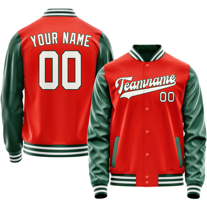 Custom Orange Kelly-Green Solid Color Varsity Letterman Jacket JA02240617XE352