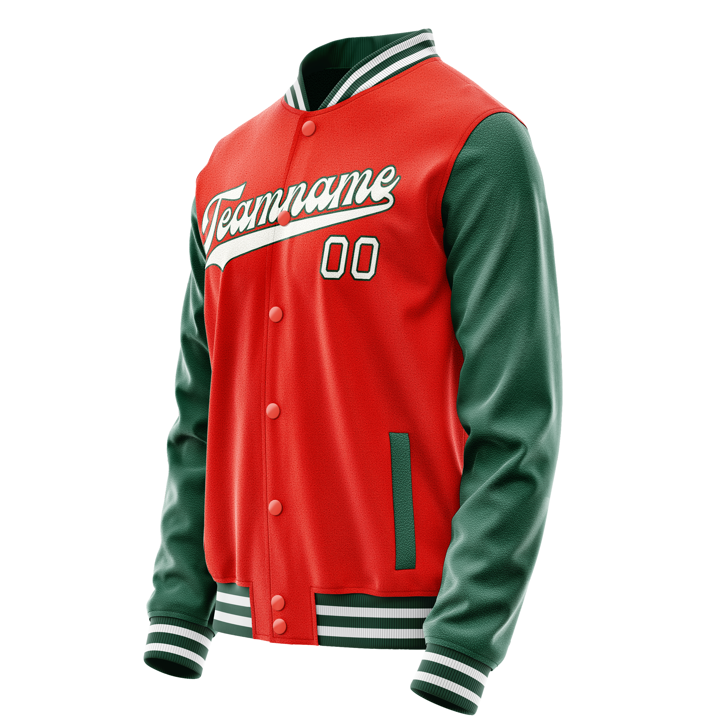 Custom Orange Kelly-Green Solid Color Varsity Letterman Jacket JA02240617XE352