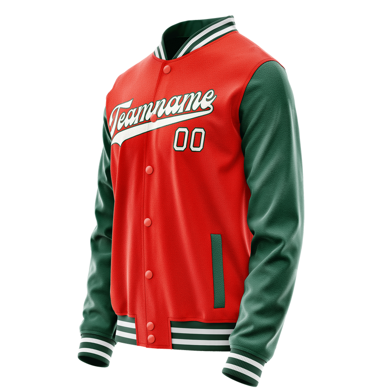 Custom Orange Kelly-Green Solid Color Varsity Letterman Jacket JA02240617XE352