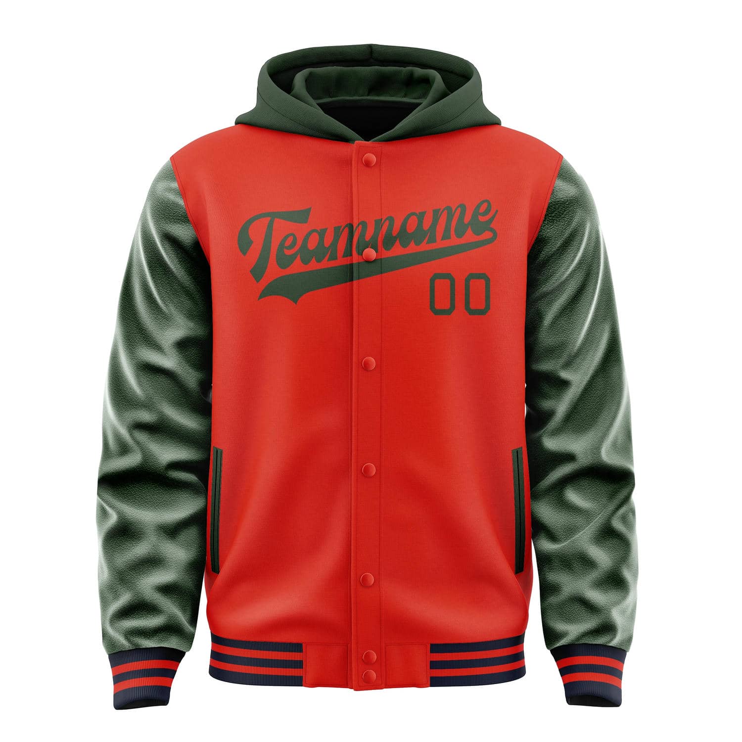 Custom Orange Red Dark Green Jacket