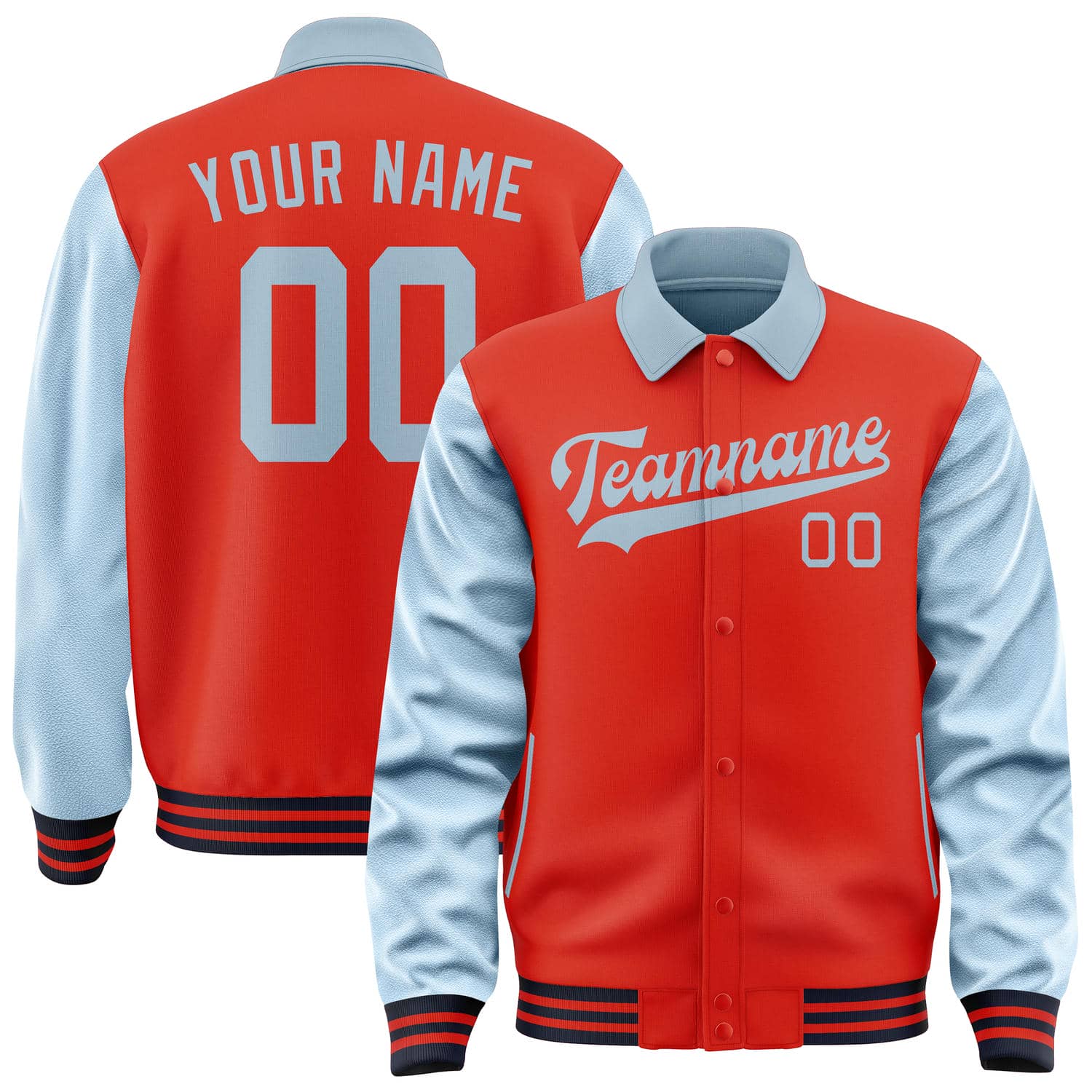 Custom Orange Red Light Blue Jacket
