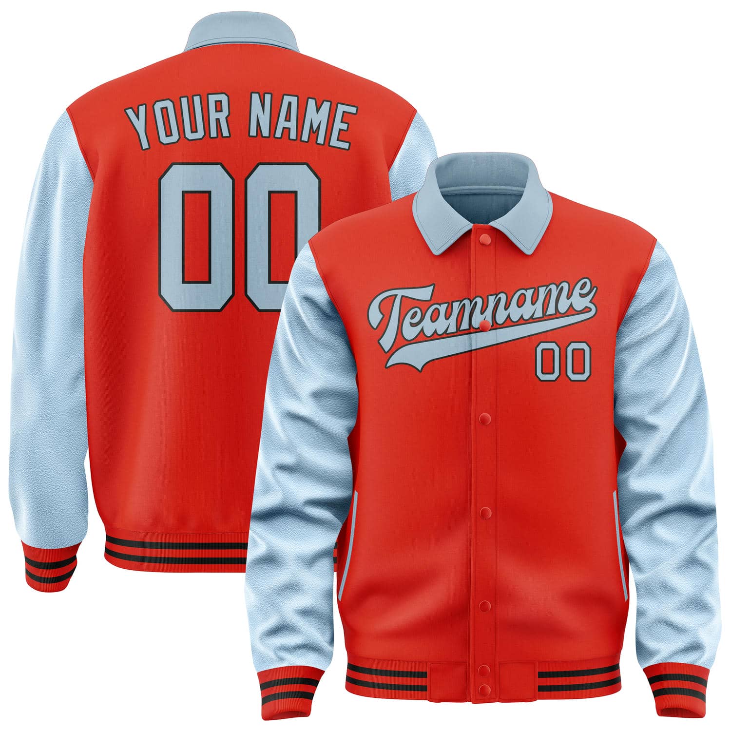Custom Orange Red Light Blue Jacket