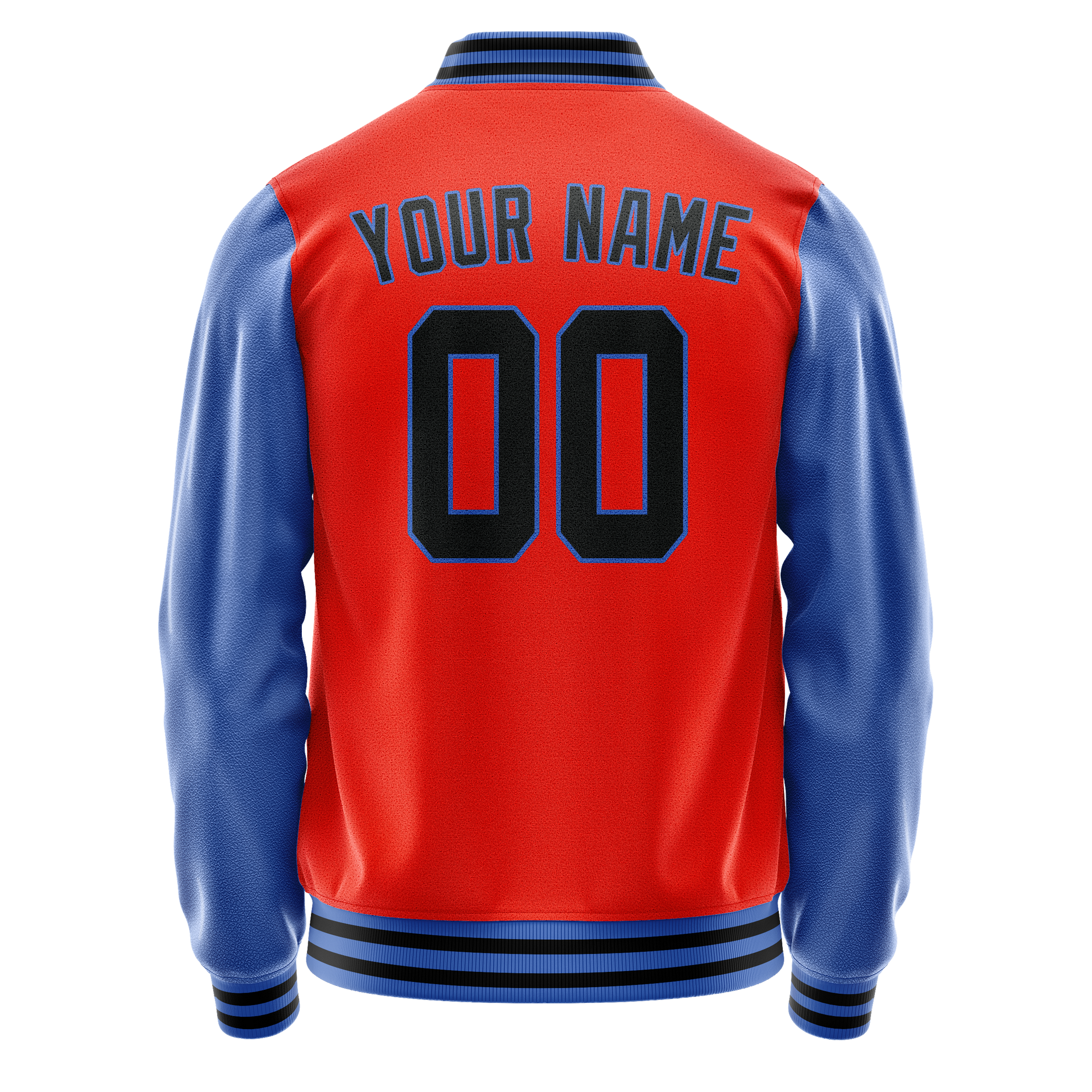 Custom Orange Light-Blue Solid Color Varsity Letterman Jacket JA02240617XE345
