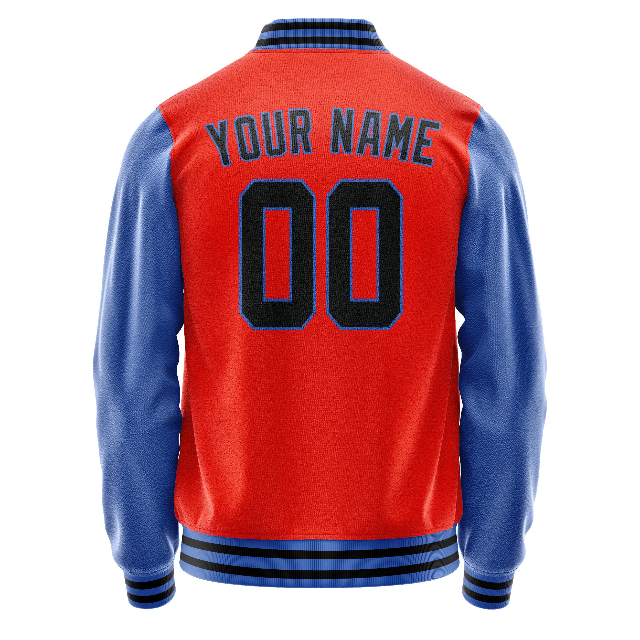 Custom Orange Light-Blue Solid Color Varsity Letterman Jacket JA02240617XE345