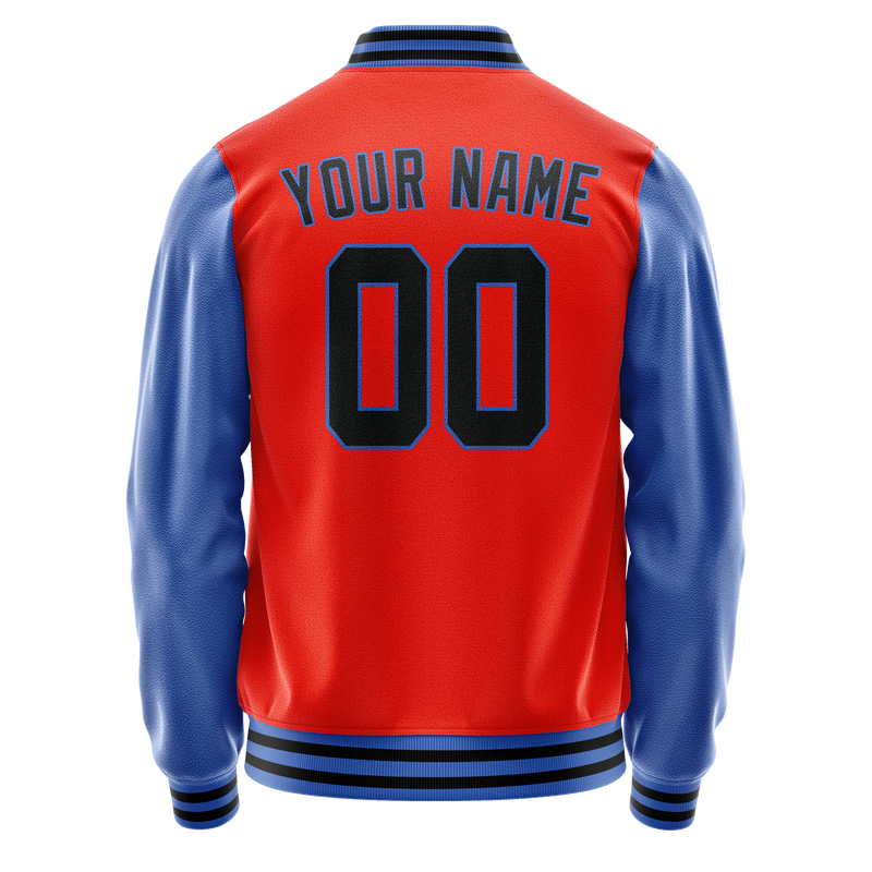 Custom Orange Light-Blue Solid Color Varsity Letterman Jacket JA02240617XE345