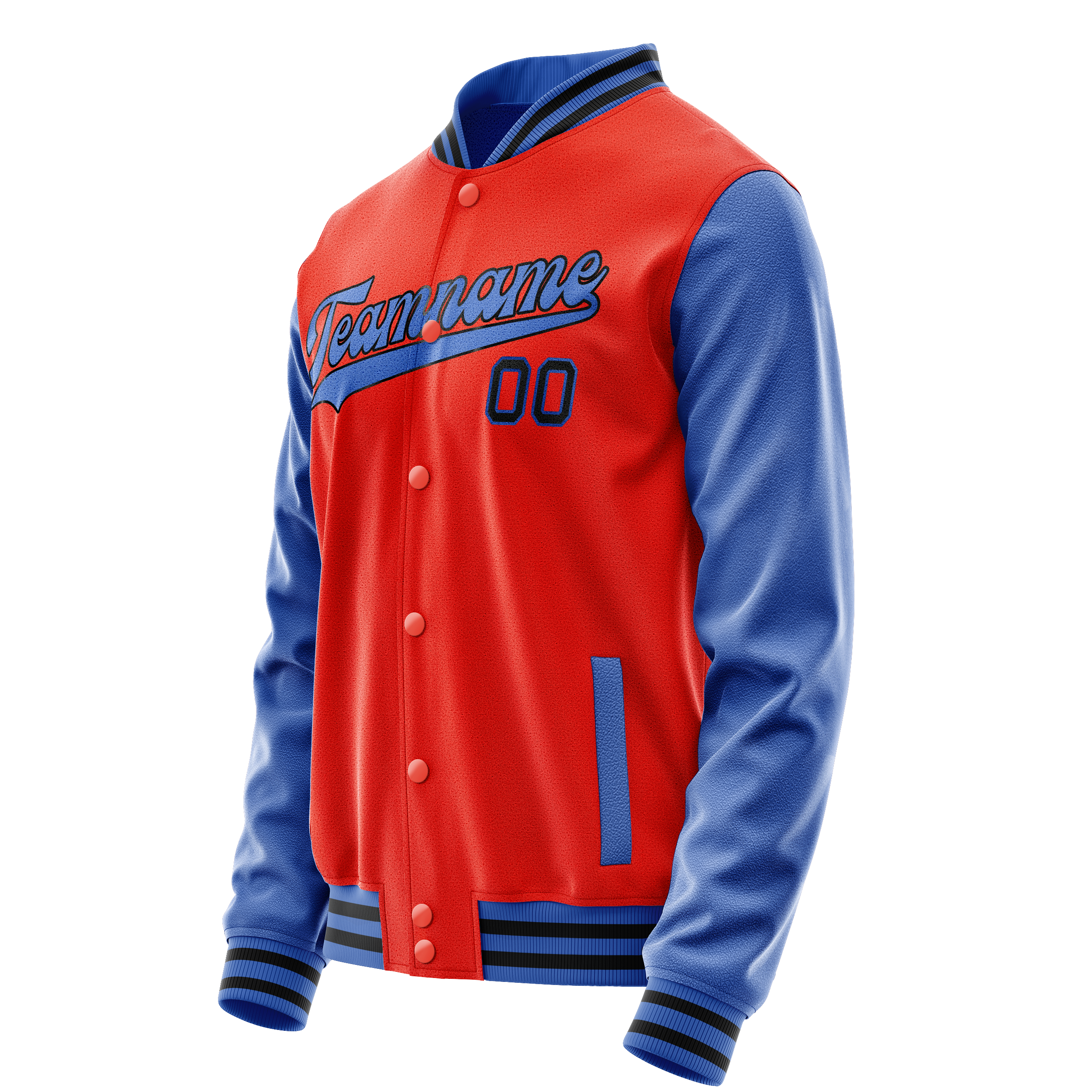 Custom Orange Light-Blue Solid Color Varsity Letterman Jacket JA02240617XE345