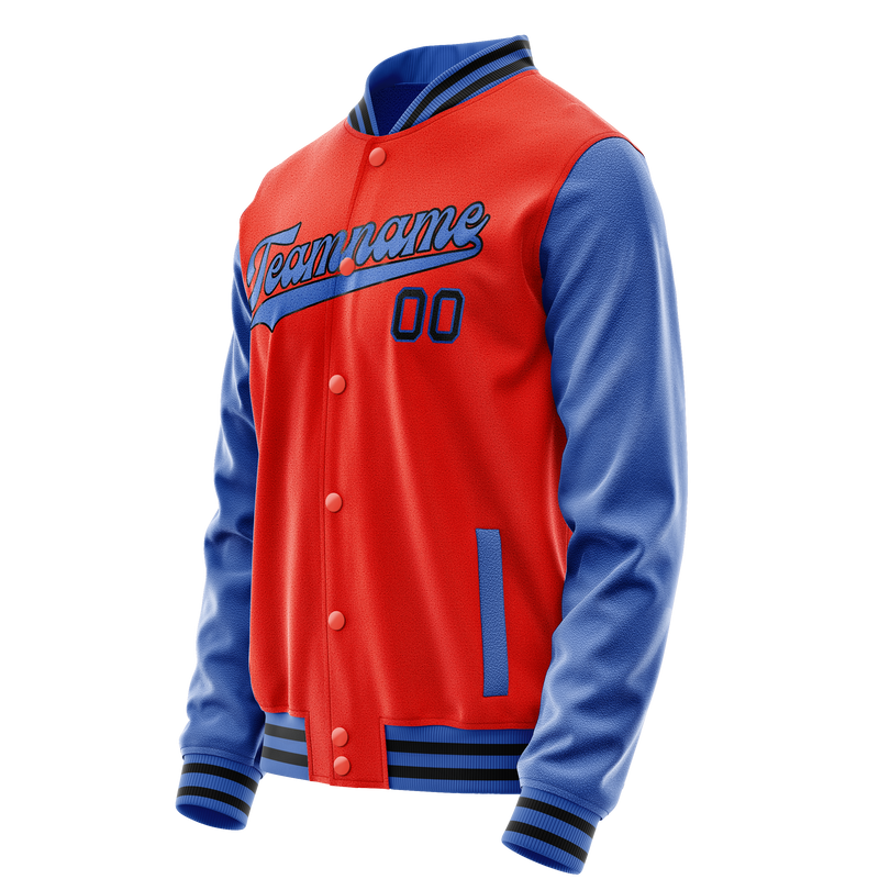 Custom Orange Light-Blue Solid Color Varsity Letterman Jacket JA02240617XE345