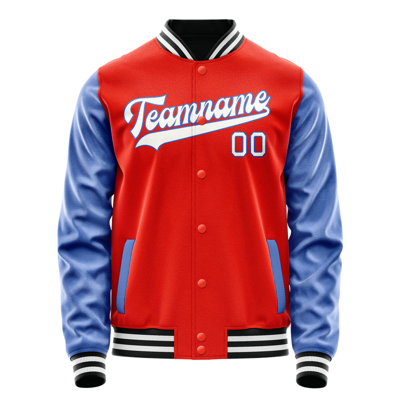 Custom Orange Royal Solid Color Varsity Letterman Jacket JA02240617XE337