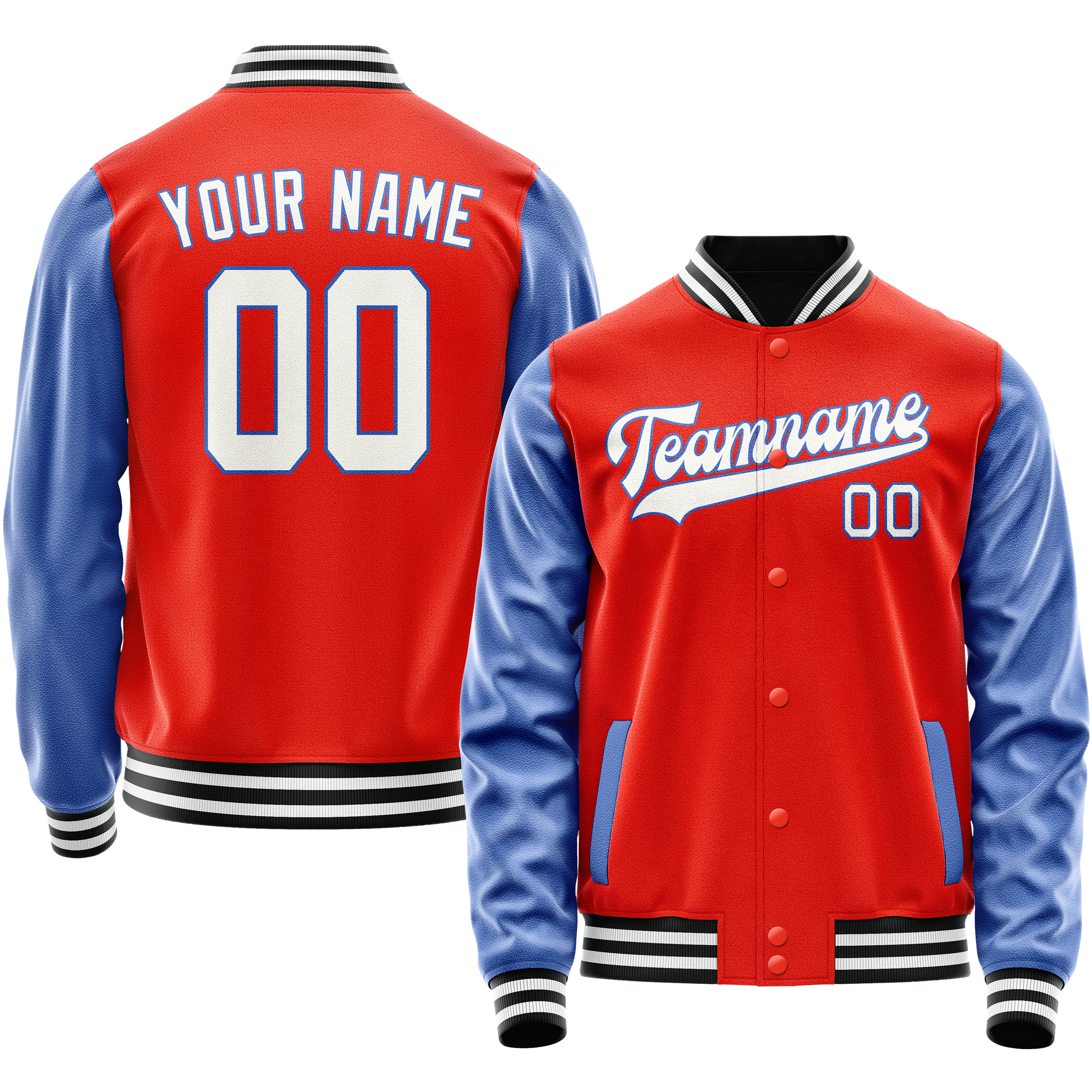 Custom Orange Royal Solid Color Varsity Letterman Jacket JA02240617XE337